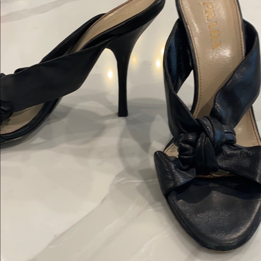Prada sandals. Black mule slides 4 inch heel - Picture 3 of 6